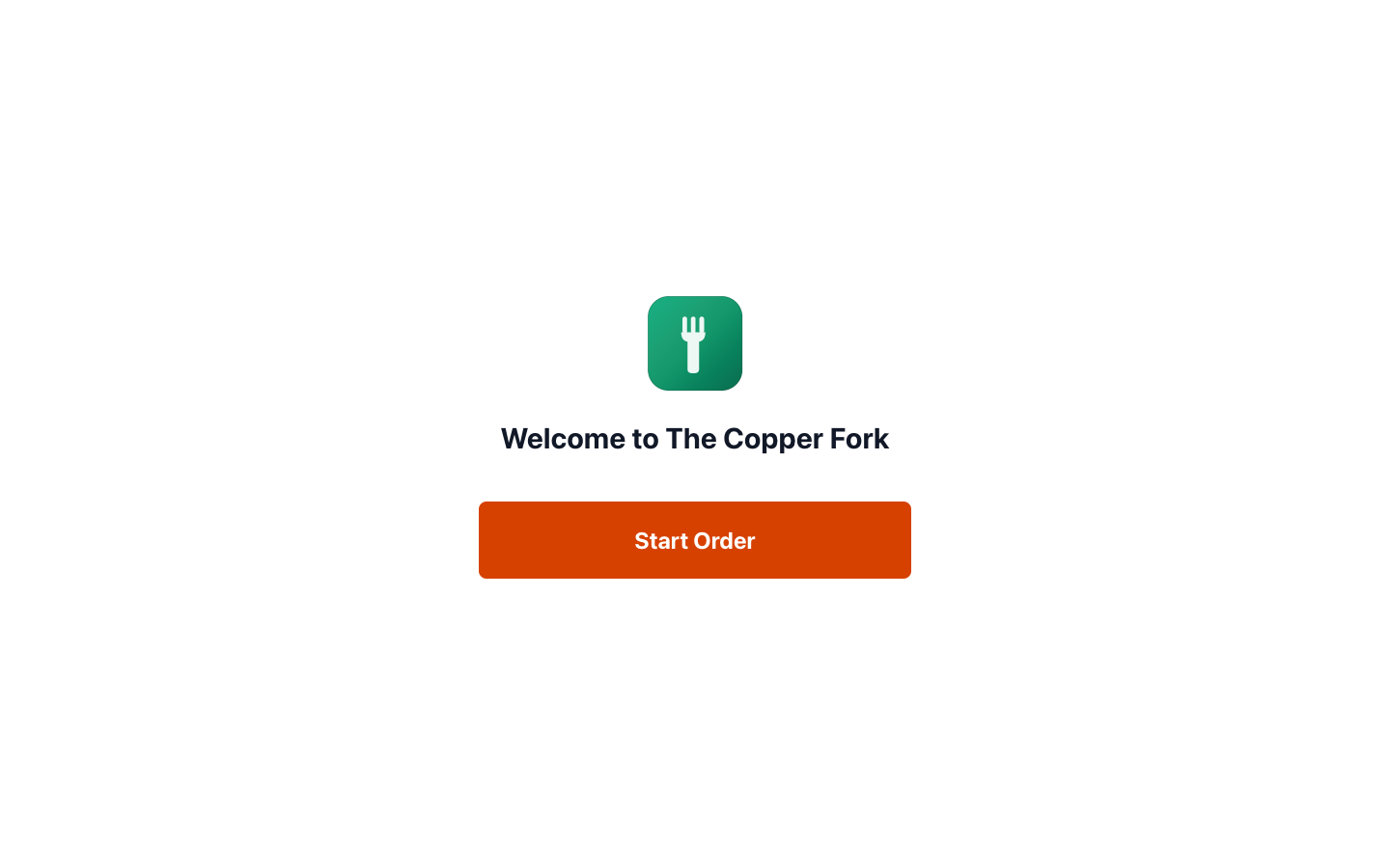 The kiosk welcome screen — the one thing a guest sees before they start ordering.